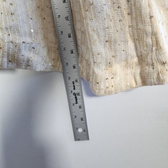Soft Surroundings Glamour Topper SZ PL Cream Gold Sequin Lagenlook Coastal Beach - Picture 12 of 12